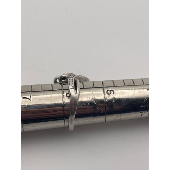 Vtg 925 Sterling Connected Intertwined Hearts Diamond Ring Marked - Picture 5 of 5